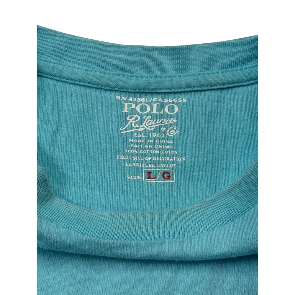 Polo Ralph Lauren T-Shirt Mens Large Turquoise Pony Logo Short Sleeve Cotton